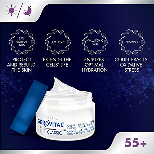 Crema Hidratante con Fuerte Poder Reparador, Ideal para Piel Madura, Seca y Arrugada, Gerovital H3 Classic