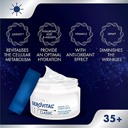 Crema Hidratante Facial de Dia con Efecto Lifting Inmediato, Corrige las Arrugas e las Irregularidades de la Piel, Gerovital H3 Classic