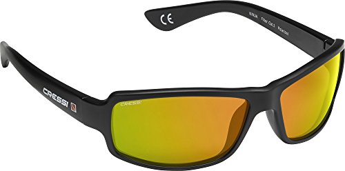 Cressi Ninja Gafas de Sol, Unisex Adulto, Negro/Lentes Reflejado Naranja, Talla Única