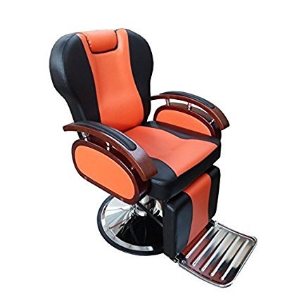 Crisnails® Sillón de Peluquería, Sillón de Barbero, Sillón de Masaje, (S19 Naranja)