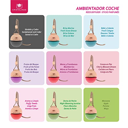 CRISTALINAS Ambientador de Coche – Absorbe los malos olores de tu vehículo con un agradable Aroma a Manzana