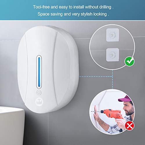 Czemo Dispensador de Gel Hidroalcoholico Automatico, 550ML Dosificador de Jabon Pared con Sensor Infrarrojo Sin Contacto Dispensador Gel para Baño, Cocina, Restaurante