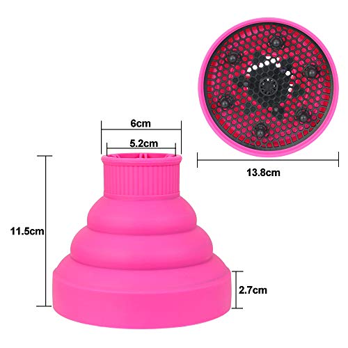 DECARETA Difusor para Secador Universal,Difusor de Pelo Plegable de Silicona Portátil, Difusor de Rizos y Secador de Pelo Mágico, Accesorio Universal para Secador de Pelo D 4-4.5cm, Rosa