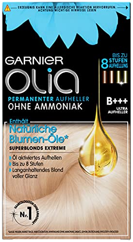 Decolorador de cabello Olia B++ / Coloración de cabello hasta 6 niveles de decoloración (con aceites florales naturales) Sin amoniaco 3 unidades, de Garnier