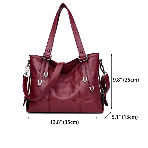 DEERWORD Bolsos para Mujer Shoppers y Bolsos de Hombro Bolsos Bandolera Vestir Burdeos