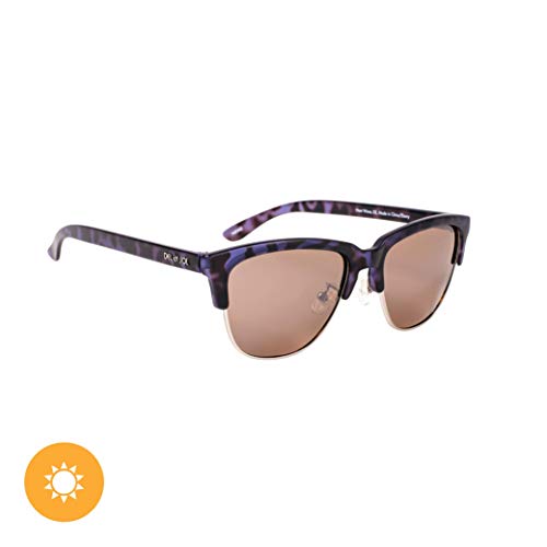 Del Sol Solize - Gafas de sol que cambian de color para mujer – onda de calor – cambia de color de tortuga a ébano en el sol – polarizado Pro, lente espejada, 100% protección UVA/UVB