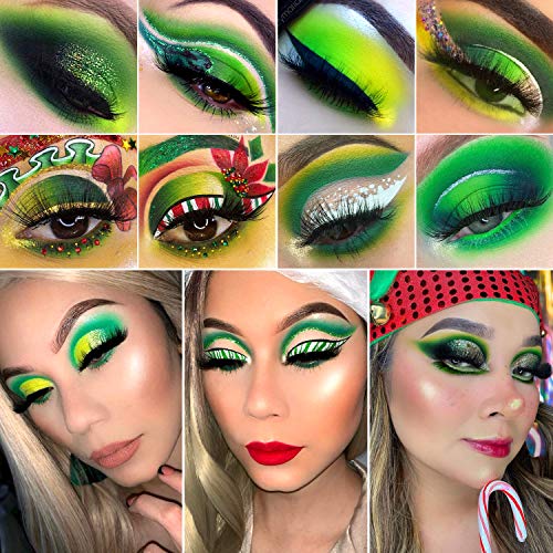 DE'LANCI Paleta de sombras de ojos verde aguacate 15 colores Paleta de maquillaje navideño brillante Brillo mate Brillo Sombra de ojos vegana altamente pigmentada en polvo Cosmético de larga duración