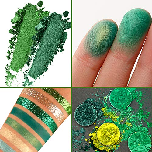 DE'LANCI Paleta de sombras de ojos verde aguacate 15 colores Paleta de maquillaje navideño brillante Brillo mate Brillo Sombra de ojos vegana altamente pigmentada en polvo Cosmético de larga duración