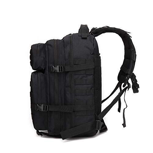 Delgeo Mochila Táctica 45L Gran Capacidad Múltiples Bolsillos Mochila Nylon 900D Impermeable Mochila para Hombre y Mujer Mochila Senderismo, Acampada, Montañismo y más - Negro