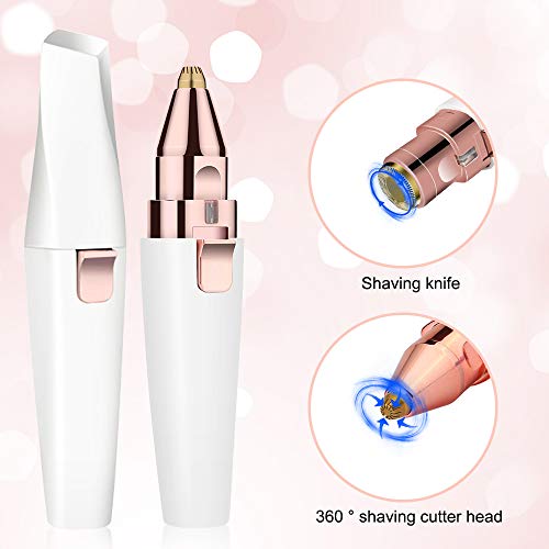 Depiladora de Cejas,Eléctrica Depiladora Cejas,2 en 1 Dispositivo de depilación de rostro femenino,Depiladora de Cejas Portátil con Luz,USB Recargable Eyebrows Trimmer para Cara Nariz Labio (Blanco)