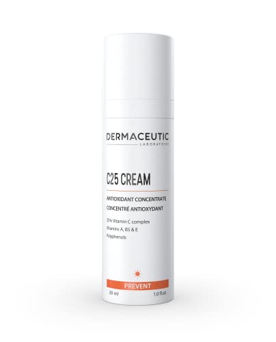 Dermaceutic C25 Cream - Crema antioxidante de día con vitamina C, vitamina E, vitamina B5, vitamina E y polifenoles - Humectante y protector facial que mejora el cutis e ilumina la piel - 30 ml