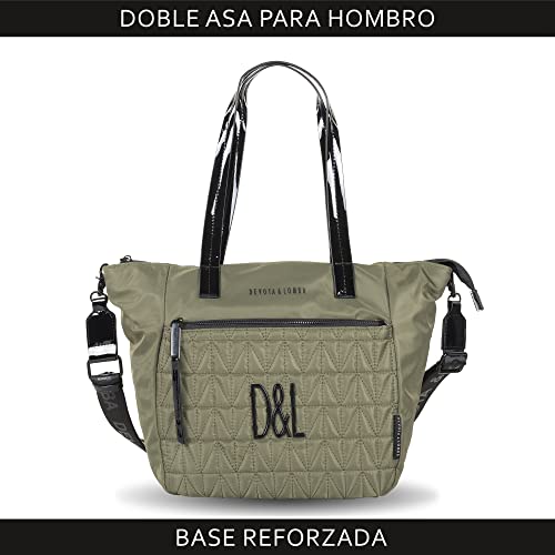 Devota Lomba. Bolsos de Hombro Bandolera. Bolso Bandolera Mujer. Bolso Calidad. Cremallera. Idea Regalo. Bolsos para Diario. 11 x 35 x 26 cm. Tall 227536-03. Color Kaki