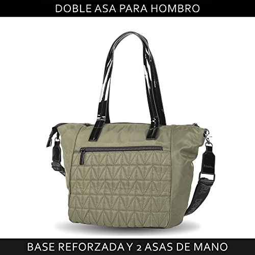 Devota Lomba. Bolsos de Hombro Bandolera. Bolso Bandolera Mujer. Bolso Calidad. Cremallera. Idea Regalo. Bolsos para Diario. 11 x 35 x 26 cm. Tall 227536-03. Color Kaki