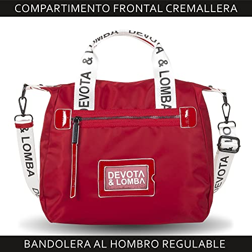 Devota y Lomba Bolso Bandolera Mujer. Bolsos de Mujer Bandolera. Bolso Calidad. Cremallera. Idea Regalo. Bolsos para Diario. 10.5 x 32 x 26 cm. Gum 227666-04. Color Rojo