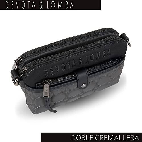 Devota y Lomba Bolso Bandolera Mujer. Bolsos de Mujer Bandolera. Incluye Monedero y Billetero a Juego. Cremallera. Idea Regalo. Bolsos para Diario. 23 x 6 x 17 cm. Bubble 963 Color Gris