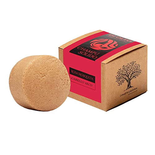 Di Oleo Champú Sólido de Rosa Mosqueta Cabello Seco, Champú Natural y Vegano para el cuidado del pelo, Hombre y Mujer, Fabricado en España, 100 g