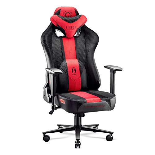 Diablo X-Player 2.0 Silla Gaming Oficina Apoyabrazos 3D Diseño Ergonómico Cuello/Cojín Lumbar Antracita-Carmesí King (XL)