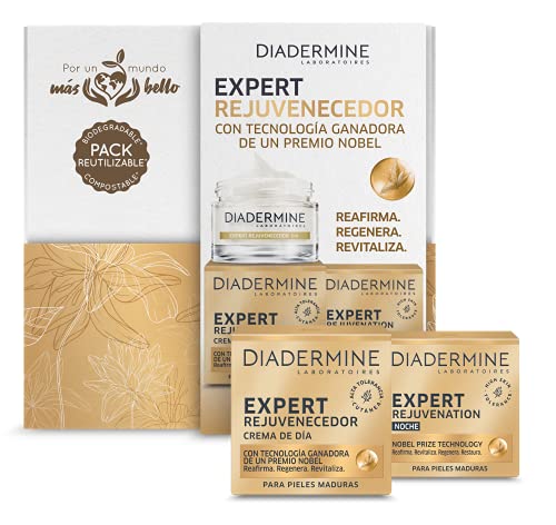 Diadermine - Cofre Compostable y Biodegradable Expert - Crema de día Expert 50ml + Crema de noche Expert 50ml - Para pieles maduras y exigentes