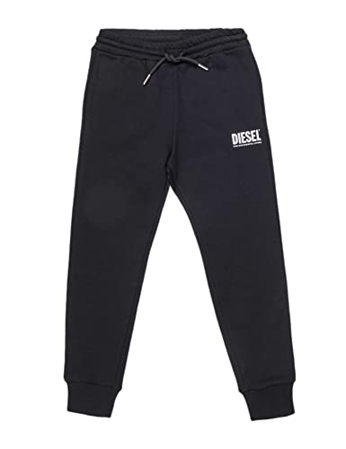 Diesel 00J4X8-0IAJH - Pantalón de sudadera negro con cordón y puño, Negro , 6 años