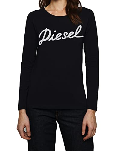 Diesel T-Sily Simo Camiseta Manga Larga Mujer Maglietta (M, Negro)