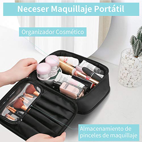 DIMJ Neceser Maquillaje, Bolsa de Maquillaje y Joyas Impermeable, Organizador de Joyas y Maquillaje de Viaje con Bolsa Desmontable para Cosmético, Pendientes, Collares, Pulseras, Anillos