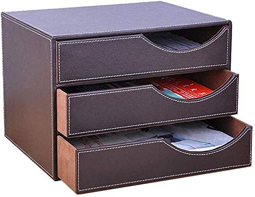 Dirgee Estilo de la Oficina cajón Organizador de Escritorio, Brown Caja de Almacenamiento de Archivos Organizador, Cuero sostenedor del Organizador de Documentos, Novedades, Cosmética (Color: Marrón)