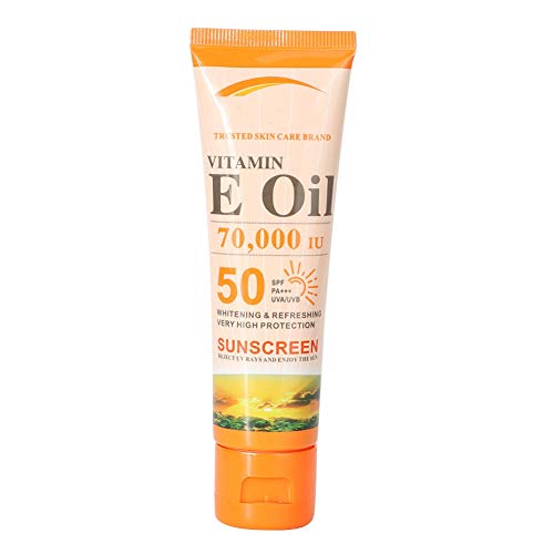 Disaar 50g protector solar para el cuerpo y la cara, blanqueamiento hidratante sol de larga duración se seca transparente, no graso, protege la crema UV para mujeres y hombres(Vitamin E)