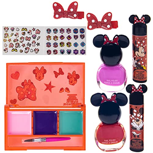 Disney Minnie Mouse - Townley Girl - Juego de Maquillaje cosmético para Mochila Que Incluye Brillo de Labios, Esmalte de uñas y Accesorios para el Cabello para niños y niñas de 3 años o más