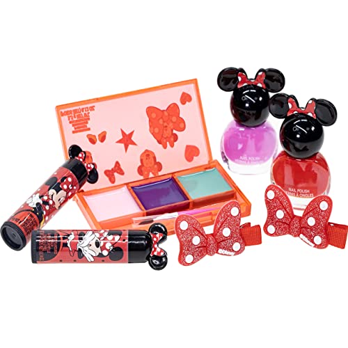 Disney Minnie Mouse - Townley Girl - Juego de Maquillaje cosmético para Mochila Que Incluye Brillo de Labios, Esmalte de uñas y Accesorios para el Cabello para niños y niñas de 3 años o más