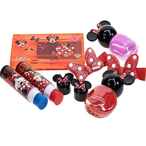 Disney Minnie Mouse - Townley Girl - Juego de Maquillaje cosmético para Mochila Que Incluye Brillo de Labios, Esmalte de uñas y Accesorios para el Cabello para niños y niñas de 3 años o más