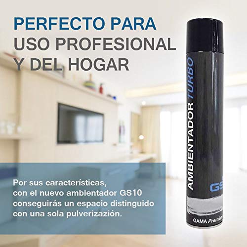 Distribuciones GS 10 Ambientador Potente Turbo en Spray, 750ml, Ideal para comercios, hosteleria, restauración, hogar. Diferentes fragancias. (ARMONY)