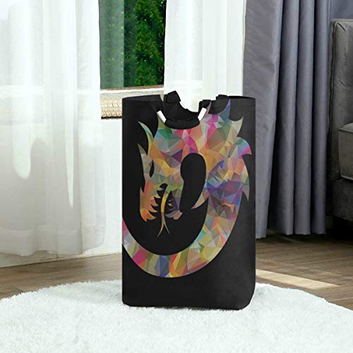 Divertido cesto de lavandería Dragon Dragon Myth Dragon Mitológico Cesto de lavandería Bolsas Cesta plegable para lavandería 11 x 12,6 X 22,7 pulgadas Tela Oxford plegable Ropa sucia Organizador de j