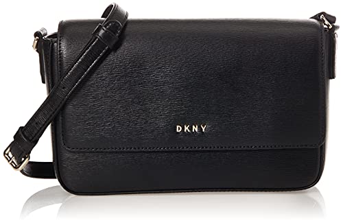 DKNY Women's Bryant-Md Flap Xbody Crossbody, Black Gold, One Size