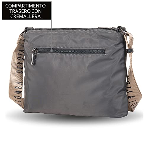 D&L DEVOTA & LOMBA Bolso Bandolera Mujer. Bolsos de Mujer Bandolera. Bolso Calidad. Cremallera. Mediano Impermeable. Idea Regalo. Bolsos para Diario. 30 x 4 x 23 cm. Bubble 994 Color Gris