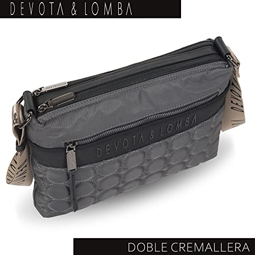 D&L DEVOTA & LOMBA Bolso Bandolera Mujer. Bolsos de Mujer Bandolera. Bolso Calidad. Cremallera. Mediano Impermeable. Idea Regalo. Bolsos para Diario. 30 x 4 x 23 cm. Bubble 994 Color Gris