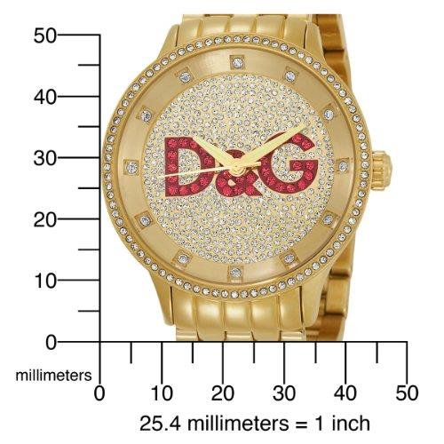 Dolce & Gabbana Time Big IPG Gold DIAL with Red Logo BRC DW0377 - Reloj de Mujer de Cuarzo, Correa de Acero Inoxidable Color Oro