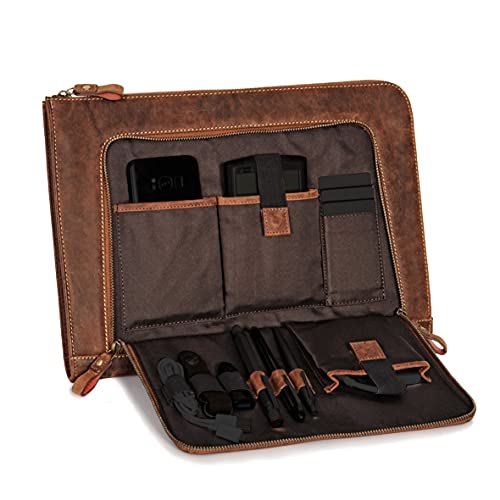 DONBOLSO London - Funda para Portátil de 13,3 Pulgadas, Tamaño DIN A4, Portadocumentos de Piel Unisex, Color Marrón