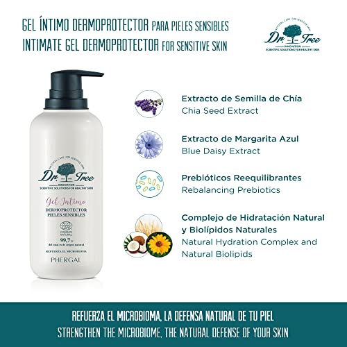 Dr. Tree | Gel Intimo Dermoprotector Hipoalergénico | Higiene e Hidratación ECO | Refuerza Microbioma de tu Piel, Restaura Flora, Elimina el Olor y Calma los Picores | 400ml