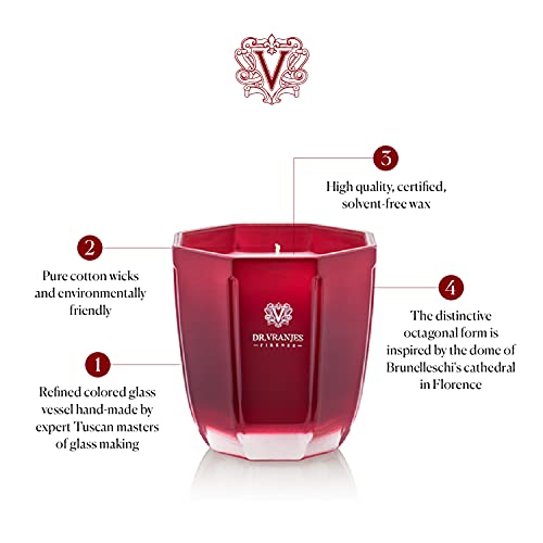 Dr. Vranjes - Vela decorativa Tormalina - Rosso Nobile 200 g - Vela perfumada, vasos de cristal realizados a mano, Made in Italy, vela decorativa de lujo, color Turmalina