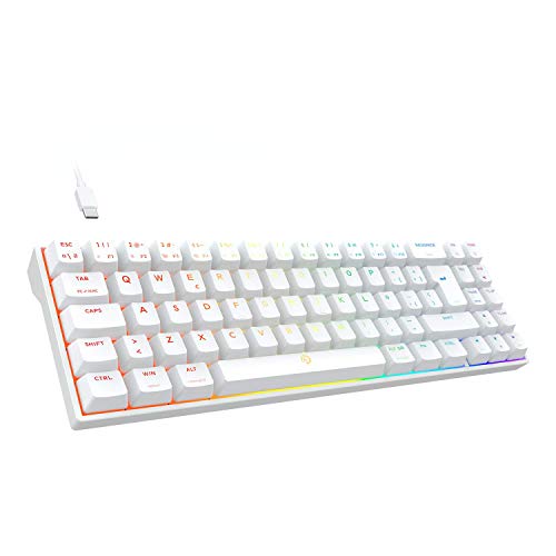 DREVO Calibur V2 TE Cherry MX Marrón RGB 60% Teclado Mecánico para Juegos, Distribución QWERTY Españo, Compacto de 72 Teclas, Compatible con PC/Mac, USB C, Blanco