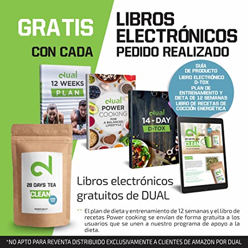 DUAL 28 Días Té D-tox - Té Detox | Para Ayudar Con la Pérdida de Peso | Té Adelgazante y Depurativo Quemagrasa | Té Dietético | Quemador de Grasa Natural | Té de hojas sueltas | 85g Té Hojas Sueltas