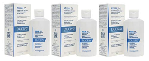 Ducray - Champú anticaspa Kelual DS para casos graves, 100 ml, 3 unidades