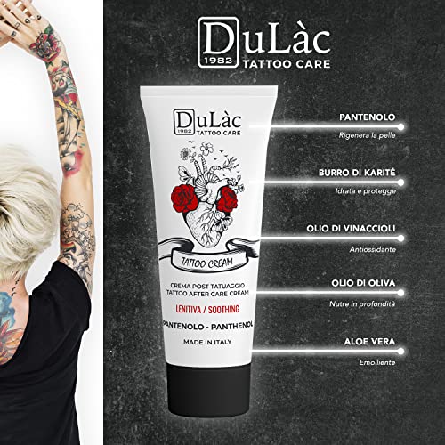 Dulàc CREMA TATUAJE Made in Italy con Pantenol (5%) y Activos Naturales, sin Siliconas ni Parabenos, Favorece la Regeneración Cutánea y Protege la Piel post Tattoo