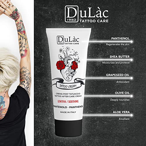 Dulàc CREMA TATUAJE Made in Italy con Pantenol (5%) y Activos Naturales, sin Siliconas ni Parabenos, Favorece la Regeneración Cutánea y Protege la Piel post Tattoo