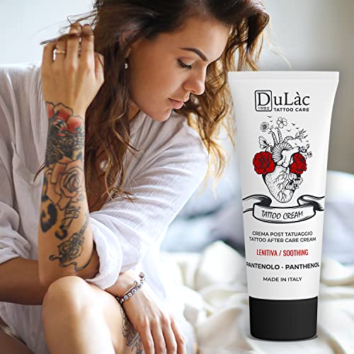 Dulàc CREMA TATUAJE Made in Italy con Pantenol (5%) y Activos Naturales, sin Siliconas ni Parabenos, Favorece la Regeneración Cutánea y Protege la Piel post Tattoo