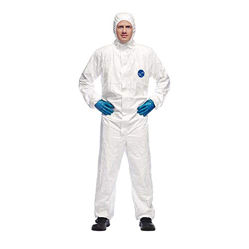 DuPont Tyvek 500 Xpert | Ropa de protección química con capucha,Categoría III, Tipo 5-B y 6-B | Resistente pero Ligero | Blanco|Talla XL