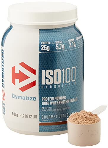 Dymatize ISO 100 Gourmet Chocolate 900g - Hidrolizado de Proteína de Suero Whey + Aislado en Polvo