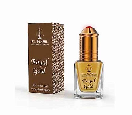 El Nabil Perfume – Royal Gold 5 ml aceite de perfume – Oil Attar Musk sin alcohol, almizcle de alta calidad, oriental, árabe, al aire libre, perfume natural, ámbar