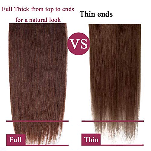 Elailite Extensiones de Clip de Pelo Natural Dibujo Doble (Consejos Completos) 8 Piezas Largas 25cm 70g Cabello Humano #04 Marron Medio