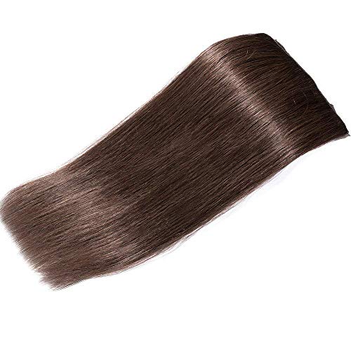 Elailite Extensiones de Clip de Pelo Natural Dibujo Doble (Consejos Completos) 8 Piezas Largas 25cm 70g Cabello Humano #04 Marron Medio